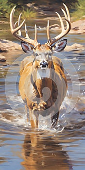 Deer Standing on a Jungle Stream