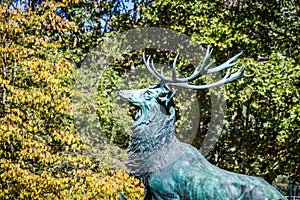 Deer statue in Luxembourg Gardens, Paris, France photo