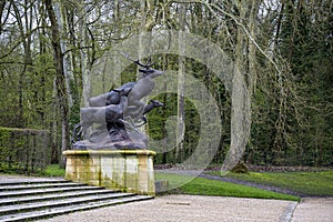 The deer statues at the edge of the octagonal pool in the Sceaux park photo