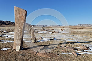 Deer stones are ancient megaliths photo