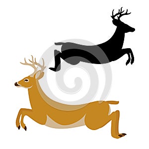 Deer vector illustration flat style black silhouette