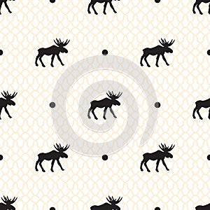 Deer vector seamless pattern with retro dots