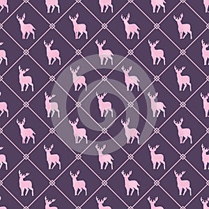 Deer watercolor diamond symmetry seamless pattern photo