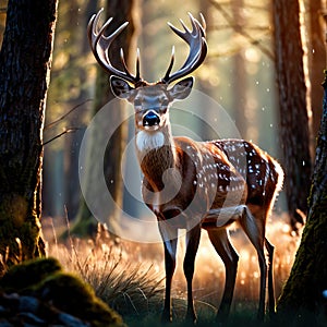 Deer wild animal living in nature, part of ecosystem