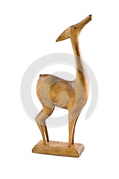 Deer wood sculpture isolated