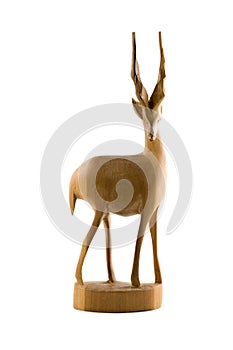 Deer wood sculpture isolated
