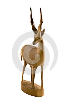 Deer wood sculpture isolated