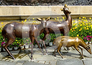 Deers copper statue at Lingshan