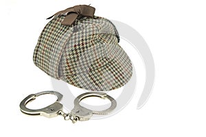 Deerstalker Hat and Real Steel Handcuffs