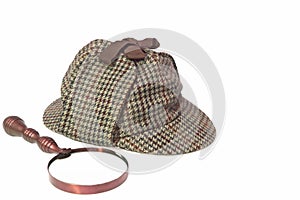 Deerstalker Hat and Retro Magnifying Glass