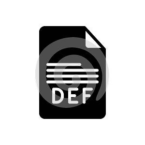 Black solid icon for Def, data and file photo