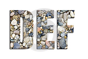 DEF letters. Stone design alphabet, collection of letters isolated on white