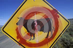 A defaced roadside sign