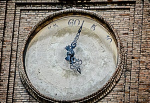 Defaced turret clock photo