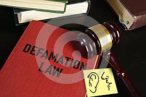 Defamation law is shown using the text photo