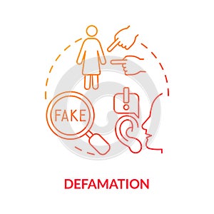 Defamation red gradient concept icon