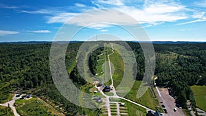 High angle view of a Bobsled roller coaster toboggan run in summer Rattvik Sweden. photo