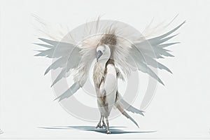 Abara white bird over white background photo