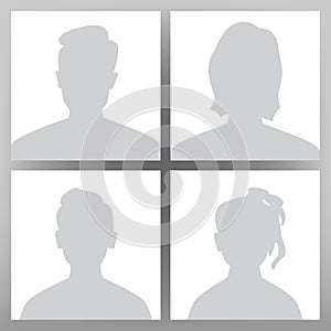 Default Avatar Vector. Placeholder Set. Man, Woman, Child Teen Boy, Girl. User Image Head. Anonymous Head Face. Minimal photo