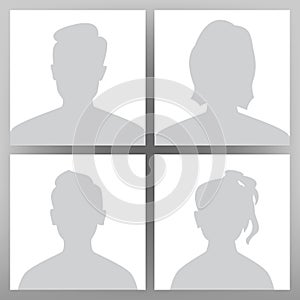 Default Avatar Vector. Placeholder Set. Man, Woman, Child Teen Boy, Girl. User Image Head. Anonymous Head Face. Minimal