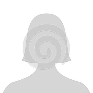 Default female avatar profile picture icon. Grey woman photo placeholder.