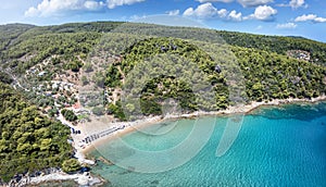 Aaerial view of the little beach of Vromoneri