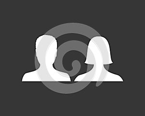 Default male and female avatar profile picture icon. Man and woman photo placeholder.