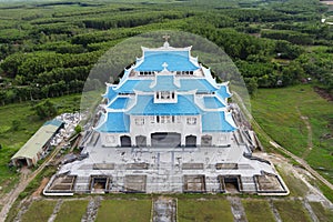 Aerial view of new Basilica of Our Lady of La Vang, Lavang holy land, Quang Tri, Vietnam