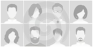Default Placeholder Avatar Profile on Gray Background Man and Woman