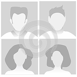 Default Placeholder Avatar Profile on Gray Background. Vector illustration Man and Woman EPS10