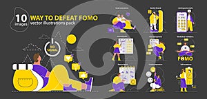 Defeat FOMO set. Vector illustration