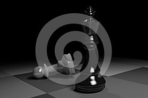 Defeat your competitor.Winner concept with chess.3d rendering