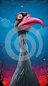 Defeated in Absurdity: A Loony Toons Portrait of a Stoic Bird in