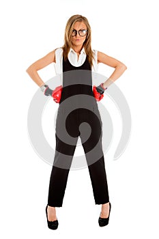 Defeated loser woman - business concept with businesswoman