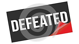 DEFEATED text on black red sticker stamp