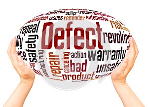Defect word cloud hand sphere concept