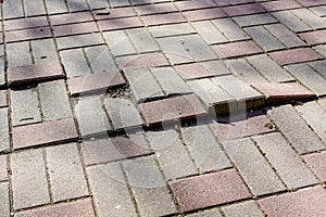 Defective cobblestone pavement due to incorrectly prepared base