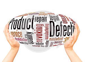 Defective Product word cloud hand sphere concept