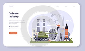 Defence industry web banner or landing page set. Millitary