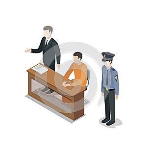 Defendant with lawyer isometric 3D element photo