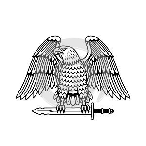DEFENDER EAGLE WITH SWORD BLACK WHITE