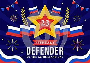 Defender of the Fatherland Day Vector Illustration on 23 February with Russian Flag and Star in National Holiday of Russia