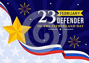 Defender of the Fatherland Day Vector Illustration on 23 February with Russian Flag and Star in National Holiday of Russia