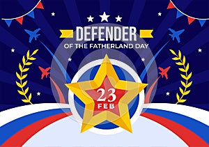 Defender of the Fatherland Day Vector Illustration on 23 February with Russian Flag and Star in National Holiday of Russia