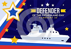 Defender of the Fatherland Day Vector Illustration on 23 February with Russian Flag and Star in National Holiday of Russia