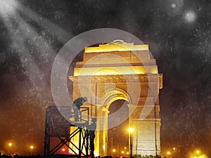 india gate at night photo