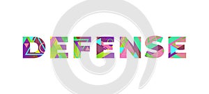 Defense Concept Retro Colorful Word Art Illustration