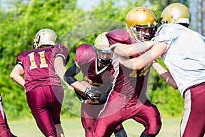 Defense after pass at American Football Game