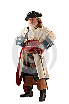 Defensive pirate standing with weapons ready