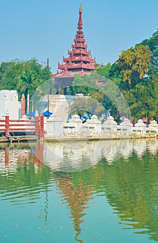 The defensive tower in oriental style, Mandalay, Myanmar